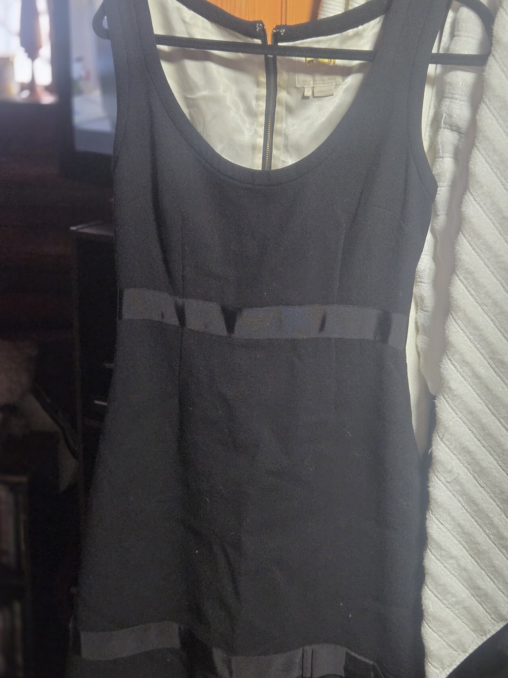Karl Lagerfeld Black Sleeveless Mini Dress with Ribbon Trim